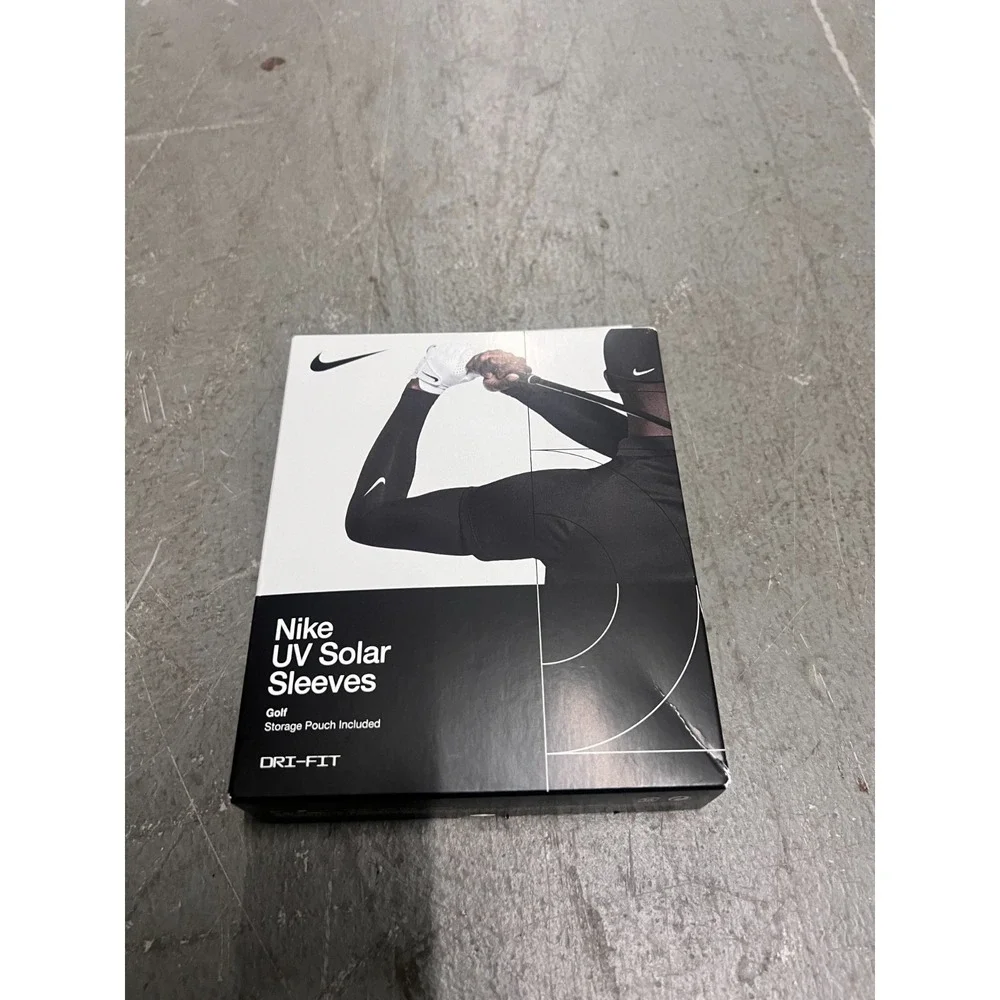 Nike UV Solar Golf Sleeves Unisex M-L Black Dri-FIT Stretch Performance w/ Pouch